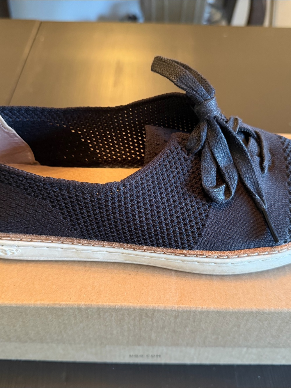 Women’s knit Lace-Up Casual Shoe in Black